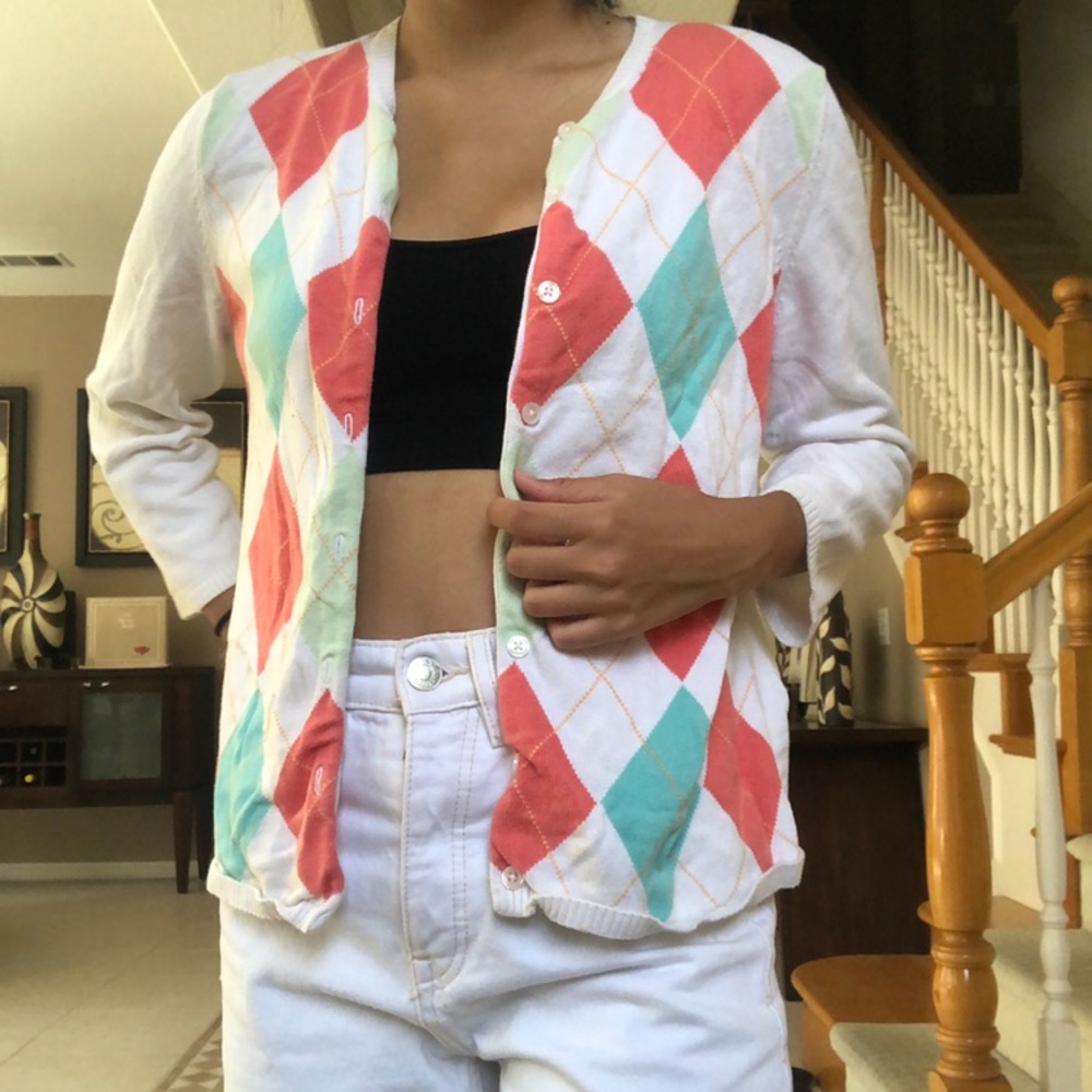 vintage argyle colored cardigan